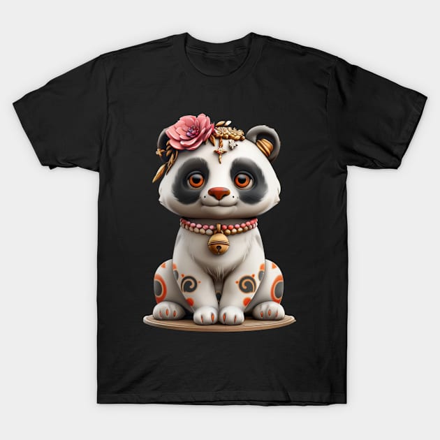 Panda As Japanese Maneki-Neko - Panda Bear Japanese T-Shirt by Anassein.os